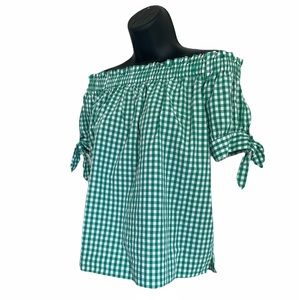 J.Crew Off Shoulder Gingham Print Blouse Size 2